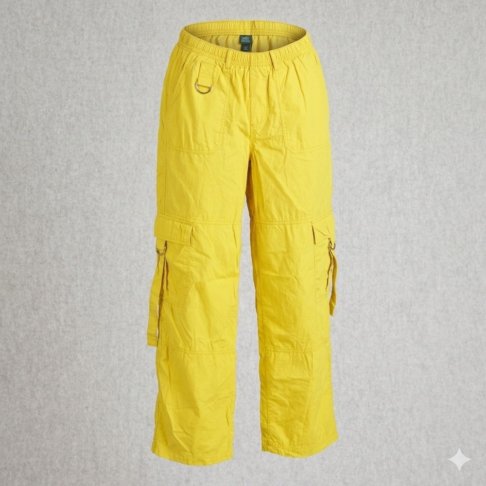 Wild Fable Neon Yellow Wide Leg Cargo Parachute Pants Utility Y2K Small
